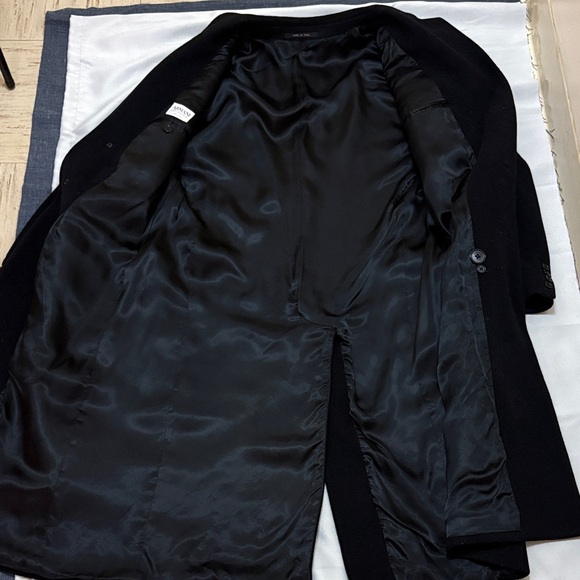 Armani Collezioni Men's Black Cashmere Overcoat Size 42 - Picture 12 of 16